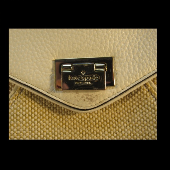 Kate Spade White Leather Straw Envelope Purse - Picture 4 of 8